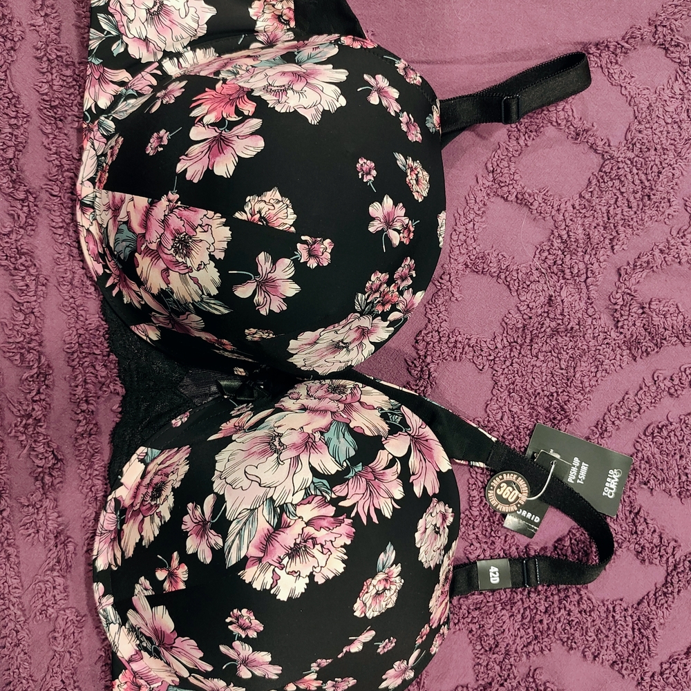 torrid Black Bra with Pink Floral Print